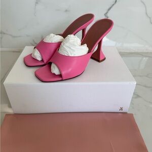 Amina Muaddi Lupita bubblegum leather mules size 39.5